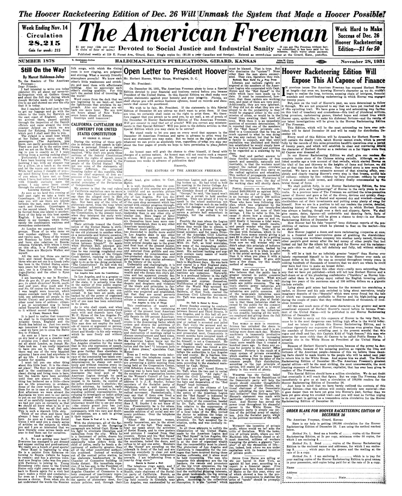 The American Freeman, Number 1878, Nov. 28, 1931